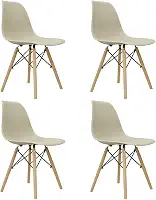 Kit 4 Cadeira Eiffel Moderno Bege Sala Jantar Base Madeira