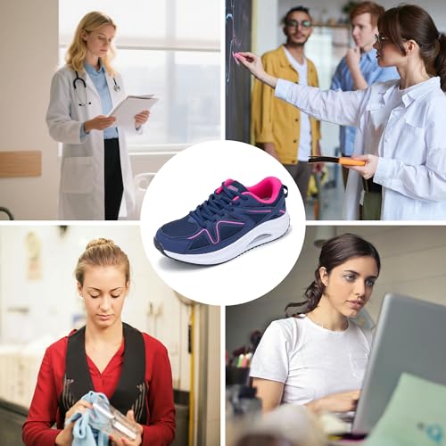 Image of SURRAY Womens Walking Shoes for Plantar Fasciitis, Arch Support Orthotic Sneakers Comfortable Tennis Shoes for Foot Pain Relief PinkGrey US Size 6-11