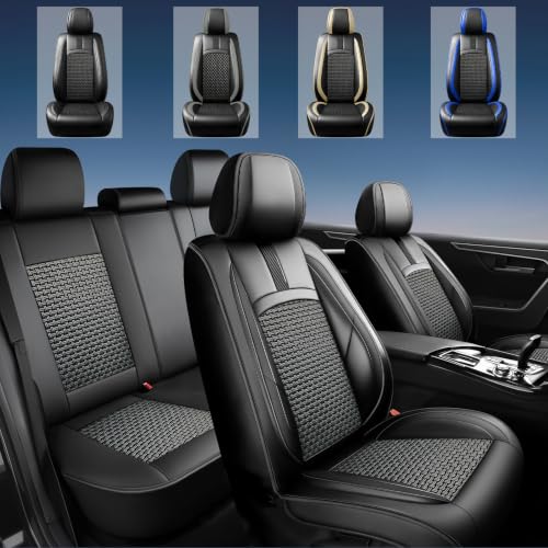 Image of Fit CX-5 Car Seat Covers for Mazda CX-5 2013-2024 2025 2026-Upgraded Premium Waterproof & Breathable Leather, Airbag Compatible, All-Weather Seat Cushion Protector,Full Set,Black
