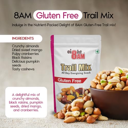 Image of 8:00 AM Gluten Free Trail Super Foods Mix, Made With Nutritious Ingredient, Healthy And Tasty Snack, Rich Source of Zinc, Potassium And Iron, 200 G