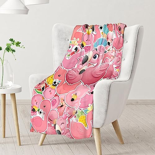 Flamingo Blanket Gifts - 30x40 Inches Cute Throw for Women & Girls - Pink Soft Fuzzy Blankets for Couch & Office
