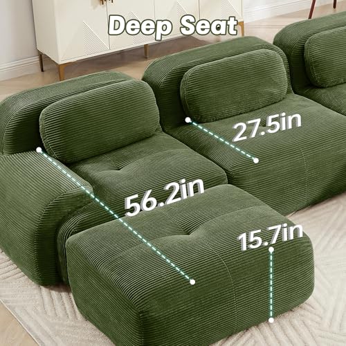 Image of Corduroy Modular Sectional Sofa, Oversized Cloud Couches for Living Room