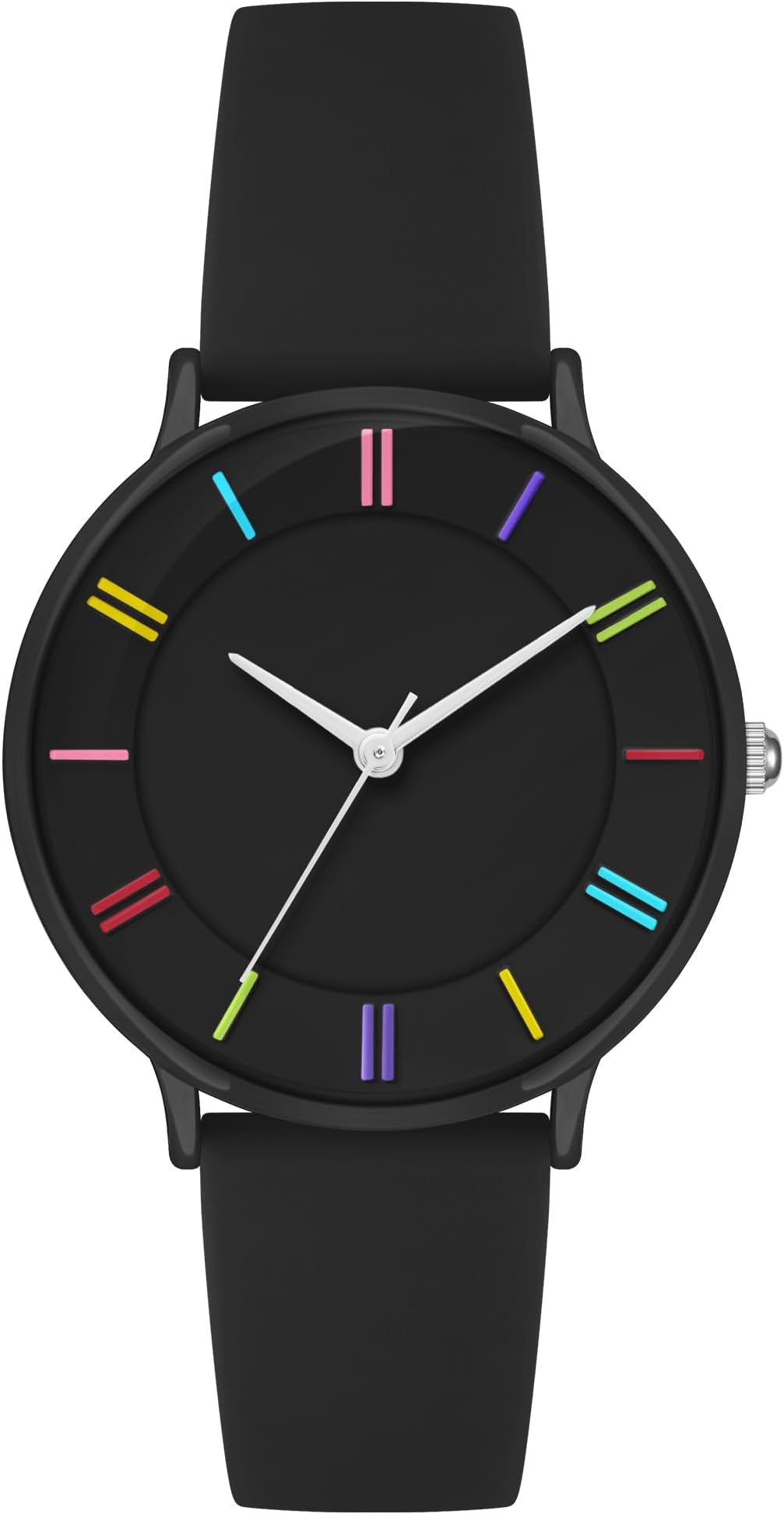 38mm Watch for Women Metal Watch Case (Ceramic Oil Finish) Silicone Strap 3 ATM Easy Reader Wrist Watch for Ladies