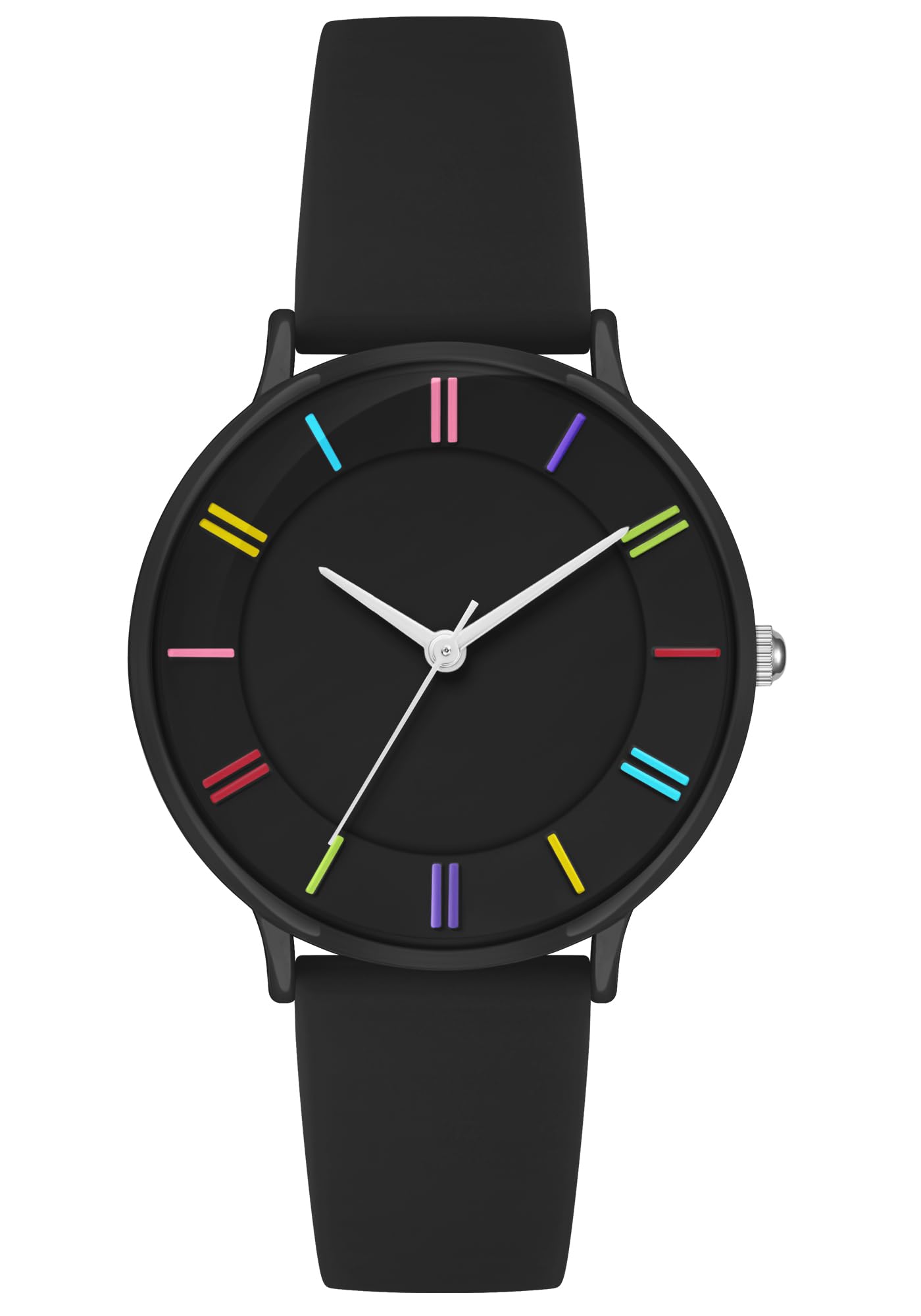 38mm Watch for Women Metal Watch Case (Ceramic Oil Finish) Silicone Strap 3 ATM Easy Reader Wrist Watch for Ladies