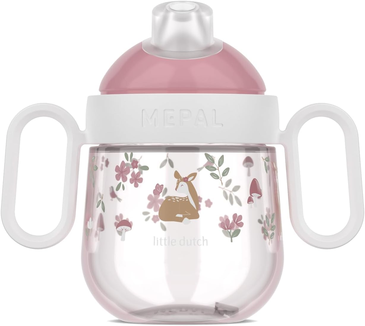 Mepal - Anti-drip drinking cup Mio Little Dutch - Leak-proof - Secured with a clear lid for safe use on the go - Easy to hold handles - 200 ml - Fairy Garden