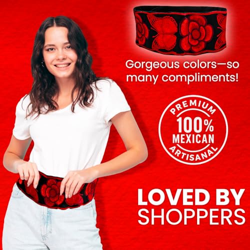 Cuitaxi The Original Embroidered mexican belts for women Handmade in Mexico 10 inches - mexican embroidered belt for women4