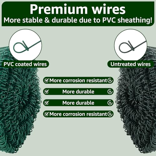 DAJAVE 1000 Stück Rödeldraht Grün 1,4 x 140 mm Rödeldraht mit Ösen, Rostfreier & Langlebiger Betonbindedraht, Blumendraht Grün Floristendraht 1,4mm Betonbindedraht Ösendraht Drill Draht