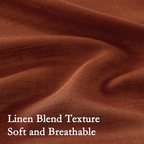 Image of MYSKY HOME Bohemian Farmhouse Ceiling Curtains with Macrame for Living Room,Semi Sheers Light Filtering Privacy Protect Window Treatments Decor Back Tab,50 inch Wx96 inch L,Terracotta,2 Panels