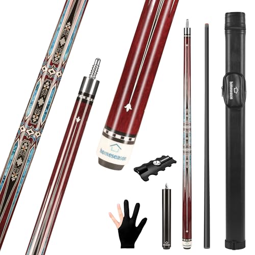 Carbon Fiber Pool Cue 58" with Leather Bag Extender Extension Rod Professional Pool Stick 20oz 12.5mm 4-Layer Tip Low Deflection Cue Stick, 3*3/8 Joint Pin, Ultra-Smooth, Billiard Cue Sticks