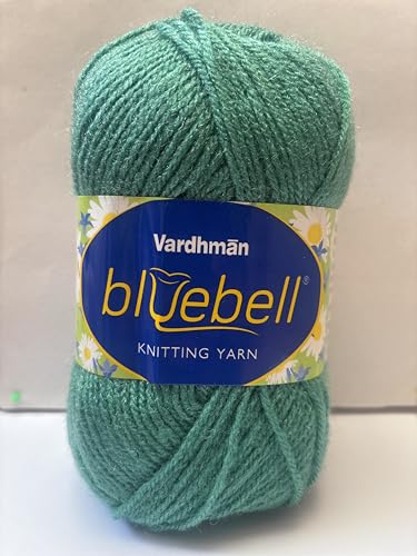 Image of Vardhman Blue Bell DK Weight Supersoft Hand Knitting & Crocheting Yarn (Pack of 1 ball - 100gram) 100% Acrylic, Multi Color Crochet Thread wool, Suitable for Craft, Babywear, Baby Blankets, Sweater, Scarf, Cap, Art & Craft - (Viridian Green - Bbell-074)