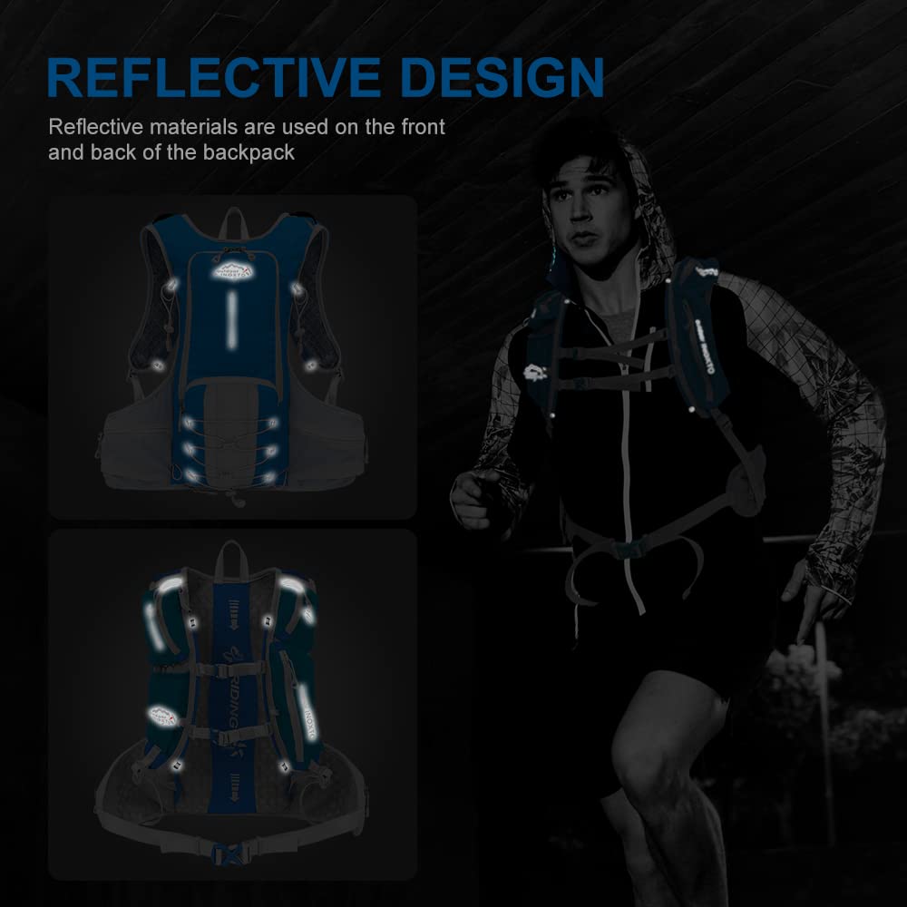 INOXTO Sac à dos d'hydratation avec réservoir d'eau étanche de 2 L, sac à dos d'hydratation léger pour homme, sac à dos pour cyclisme, motocross, escalade, trail course à pied (bleu)