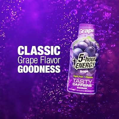 5-hour ENERGY GRAPE Flavor, 30 Count, 1.93 Fl Oz Energy Shot, Extra Strength, Amino Acids, B Vitamins, Sugar Free and Zero Calories