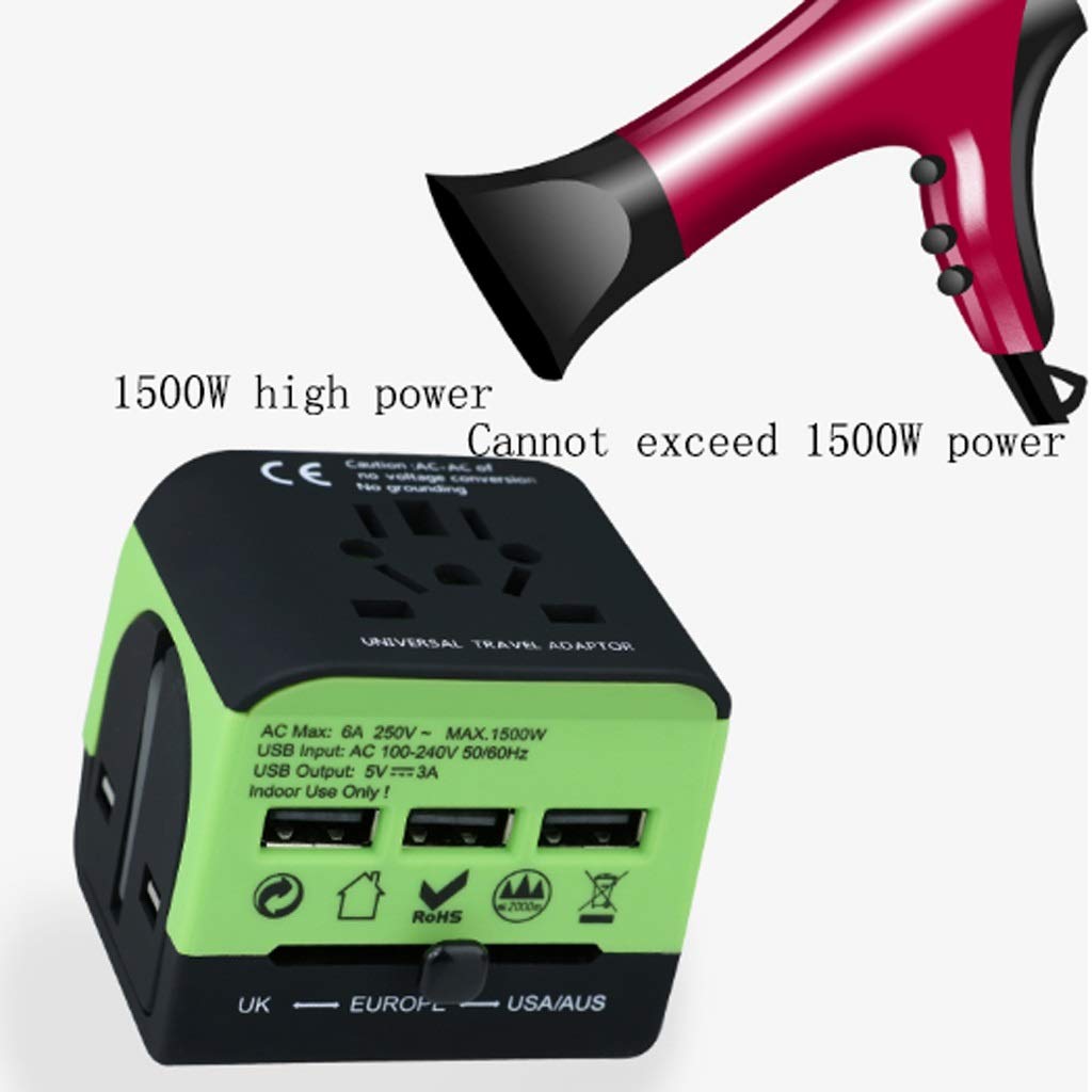 Adapter podróży, Universal Travel Adapter, Universal Adapter Converter, dla Europy, Wielka Brytania, Chiny, Australia, 224 kraje (Color : E, Rozmiar : 6 * 5 * 5cm)
