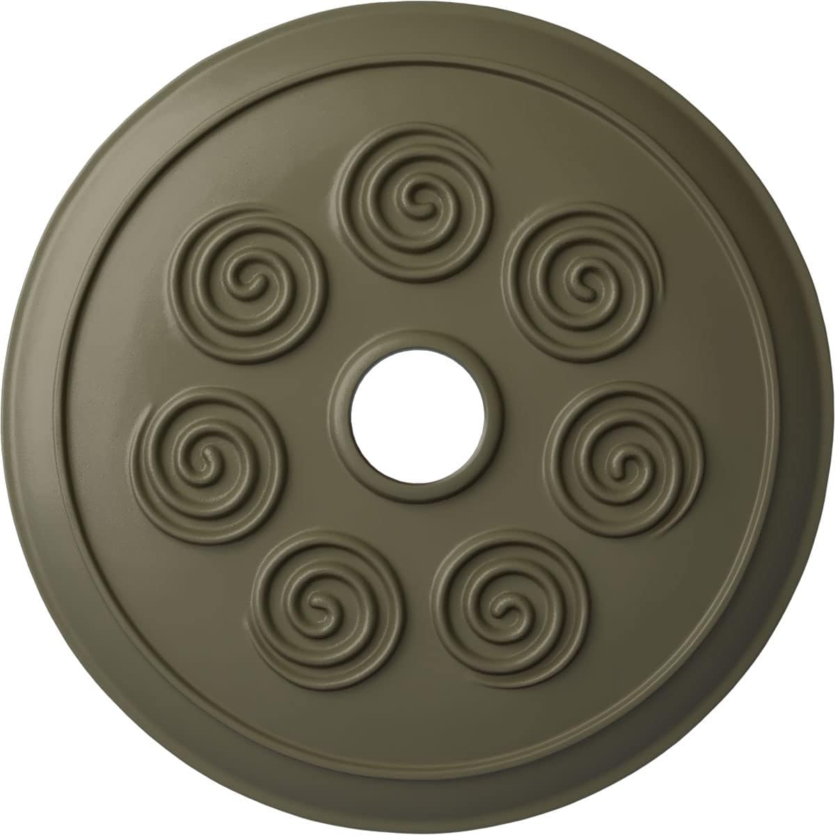 Ekena Millwork CM25SPSSF 25 1/4"OD X 4"ID X 2"P Spiral Ceiling Medallion Fits Canopies Up To 4", Spartan Stone