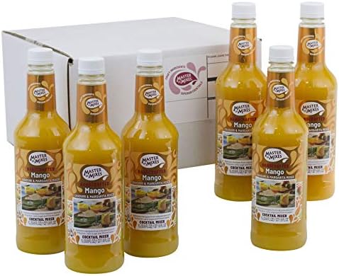 Master of Mixes Mango Daiquiri / Margarita Drink Mix, Ready to Use, 1 Liter Bottle (33.8 Fl Oz), Pack of 6