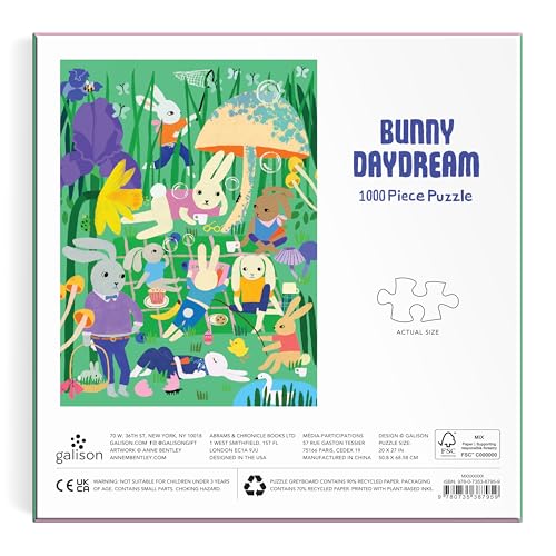 Galison - Bunny Daydream Rompecabezas de 1000 Piezas para Adultos | Ilustración de Anne Bentley, Pascua, Conejo, Fiesta de Té, Desafiante, Papel Reciclado, Sin Polvo, Tamaño Terminado 27" x 20" miniatura 5