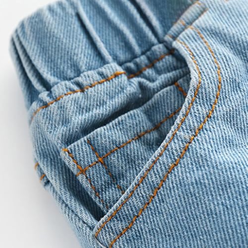 Toddler Baby Jeans Little Boys Girls Elastic Waist Casual Denim Pants Straight Leg Jean Trousers with Pockets4