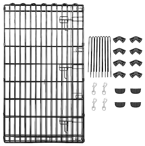 Amazon Basics Achteckig, Laufgehege für Hunde und andere Haustiere, faltbar, Metall, mit Tür,107 cm, Schwarzer