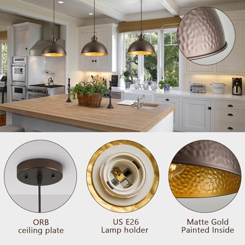 Refice-Farmhouse-Pendant-LightsHammered-Metal-Shade-Oil-Rubbed-Bronze-Matte-Pendant-Lighting-for-Kitchen-Island-Industrial-Adjustable-Height-Hanging-Light-Fixtures-for-Barn-Dining-Room-2-Pack Refice Farmhouse Pendant LightsHammered Metal Shade Oil Rubbed Bronze Matte Pendant Lighting for Kitchen Island Industrial Adjustable Height Hanging Light Fixtures for Barn Dining Room 2 Pack
