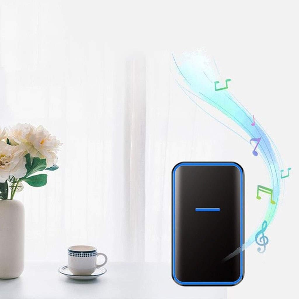 Wireless Doorbell Waterproof Wireless Doorbell Kit 1 Button Transmitter and 4 Plug-in Receivers, 1200m Range, 4 Volume Levels Door Open Chime (Color : Gold) (Black)