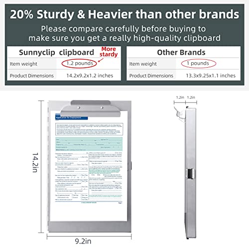 Sunnyclip Metal Clipboard with Storage,Letter Size Form Holder,Side Opening Portfolio Aluminum Metal Binder with High Capacity Clip Posse Box - Surface for Legal Size Paper, for Office Business