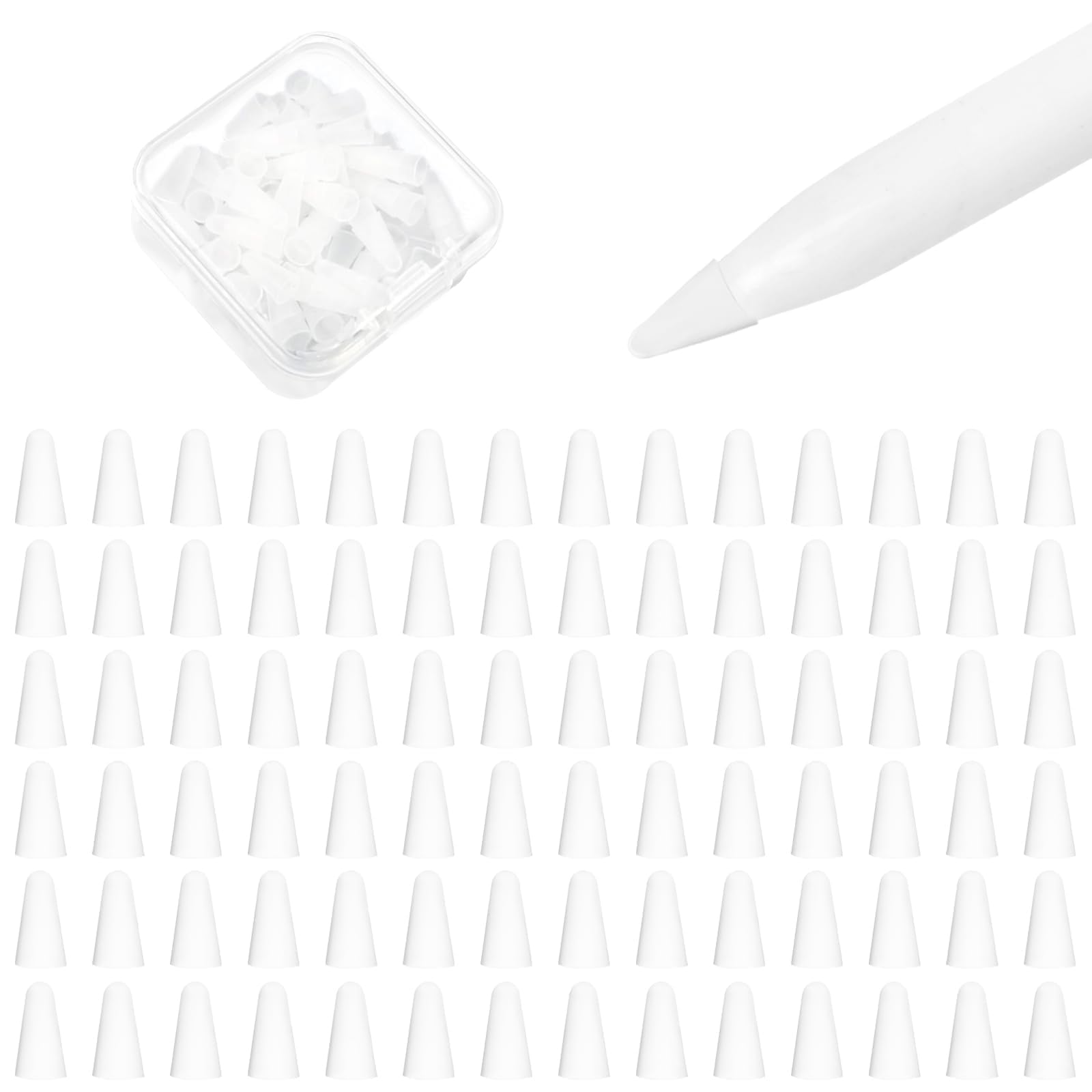 100 pcs Silicone Nib Sleeves Compatible with Apple Pencil Tips, Professional Liquid Silicone Nibs Cover Replacement for 1st & 2nd Gen/pro/USB-C,