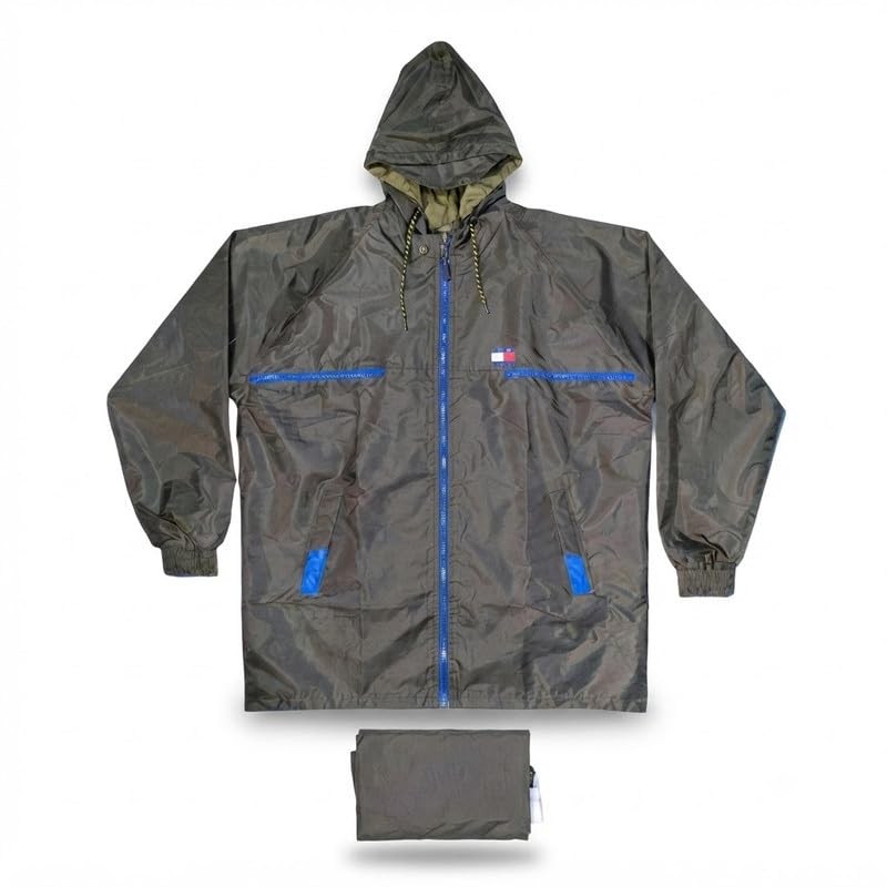 elevea 𝟏 𝐘𝐞𝐚𝐫 𝐖𝐚𝐫𝐫𝐚𝐧𝐭𝐲 Waterproof Hooded Rain Suit with Reflective Strip, Heavy Duty Polyester Raincoat Jacket & Pant Set for Men & Women, Reusable Lightweight Rainwear-picture-15