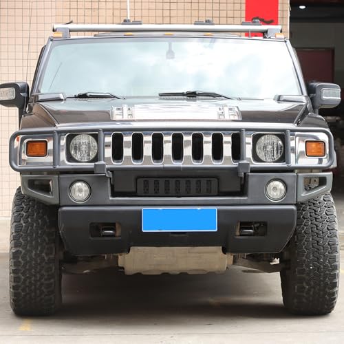 Image of Front Grill Mesh Inserts for Hummer H2 2003-2009 Accessories, Front Bumper Air Inlet Vent Center Grille Cover Bug Screen Deflector, Front Grill /Mesh Grille Grid Inserts Cover Panel Trim (Black)