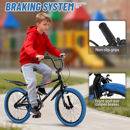20 Inch Kids Bike BMX Style Bike, Girls Boys Bikes Ages