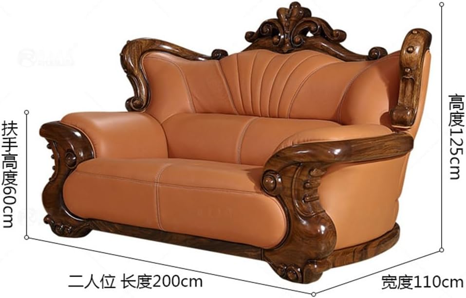 Ebony Wood Sofa Skeleton Combination Living Room European Carving Villa Furniture