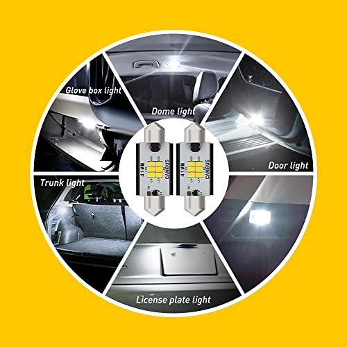 Image of AUXITO 578 LED Bulbs Canbus Error Free 211-2 212-2 41MM 42MM Festoon LED Bulbs for Dome Light Interior Car License Plate Map Door Courtesy Marker Lights, Xenon White