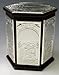 Wood & Silver Plate Hexagon Tzedakah Box - Jerusalem