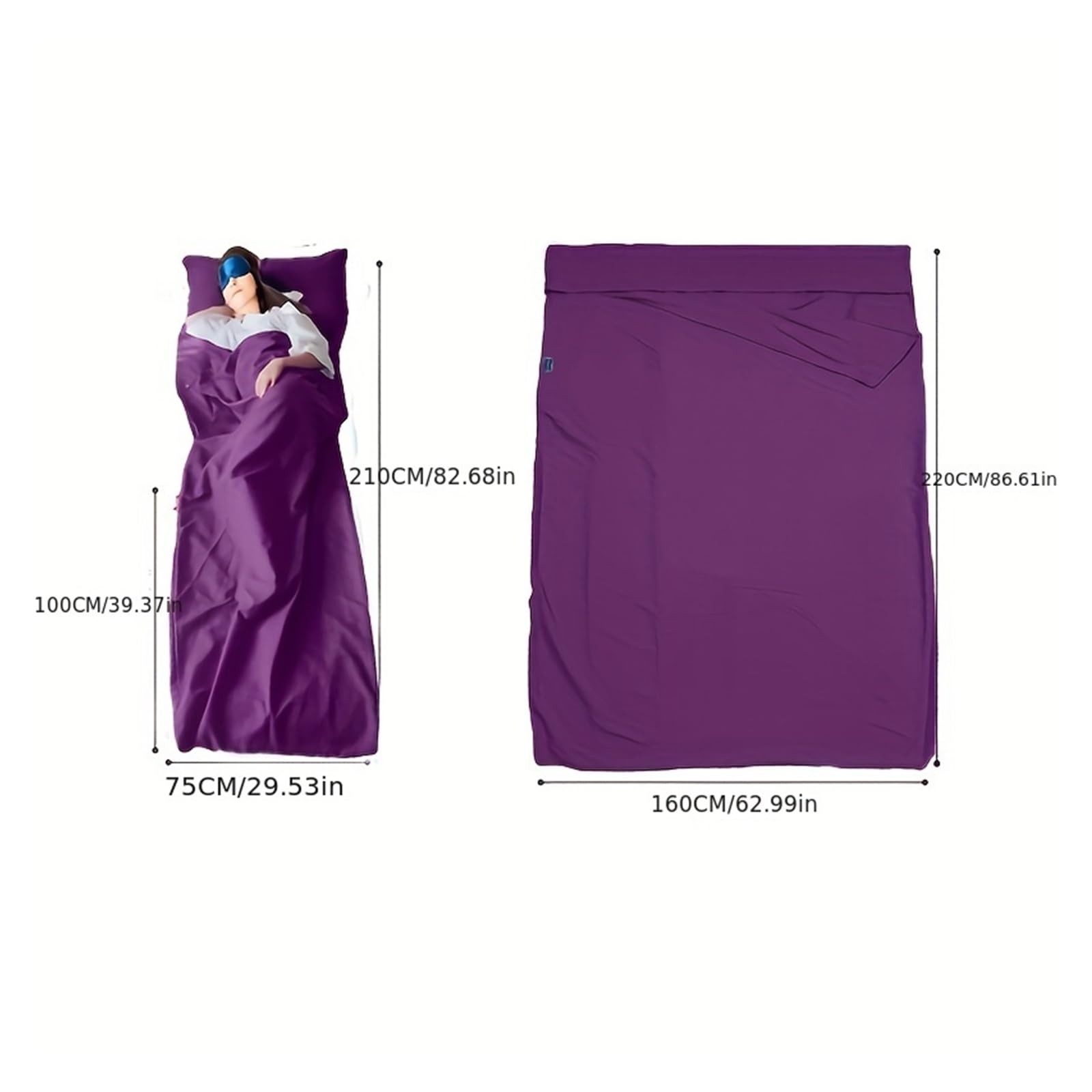 Fodera per Sacco a Pelo Sacco a Pelo Leggero Sacco a Pelo Portatile for Campeggio all'aperto Hotel Lenzuolo da Viaggio for Campeggio Escursionismo Viaggio(Blue 160x210cm)
