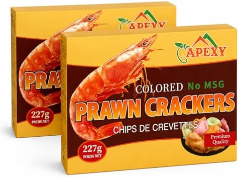 Apexy Prawn Crackers Uncooked Shrimp Chips, Multi-color No MSG Added Asian Shrimp Crackers, Fry to Puff Crispy Snack for Party Appetizers, 8 oz (227g) Pack of 2