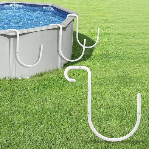 Pool Helper 5-Pack Solar Cover Holder for Steel Wall Above Ground Pools Heavy Duty Solar Saddle Hooks No-Drill Adjustable Solar Blanket Storage Brackets Fits 6-11 Top Rails