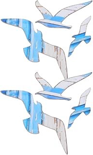 STAHAD 6pcs Mediterranean Style Wall Decoration Ocean Decor Wall Seaside Resort Hanging Seagull Decor Wood Blue