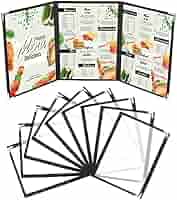 Lot De 5 Porte-Menu Restaurant A5 Triple Volets - Protection Vinyl Avec Coins Acier