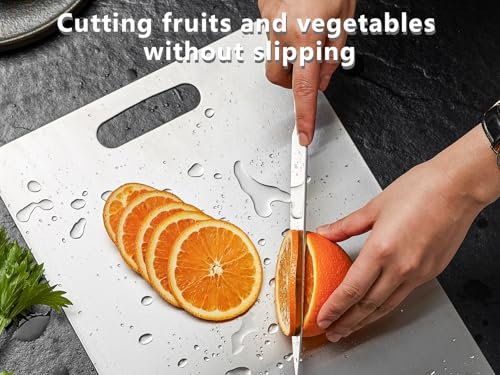 Image of Titanium Cutting Board, Titanium Cutting Boards for Kitchen, Non Toxic, Double-Sided Food Grade Chopping Board for Outdoor Camping(16 inch x 11.5 inch)