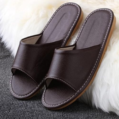 Men's Genuine Leather Slippers - Indoor/Outdoor Soft Flat Sandals3