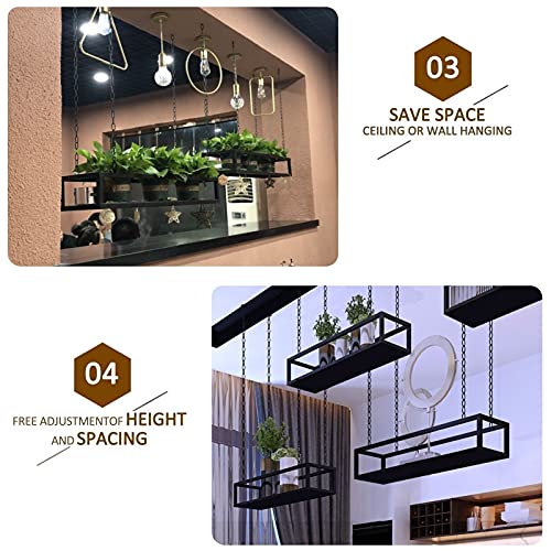Étagères de rangement décoratives suspendues en fer noir de salon - 7