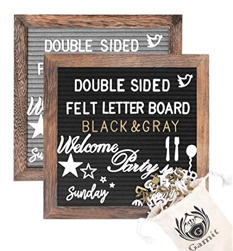 G GAMIT Double Sided Felt Letter Board with Rustic Wood Frame, 10x10 Message&Sign