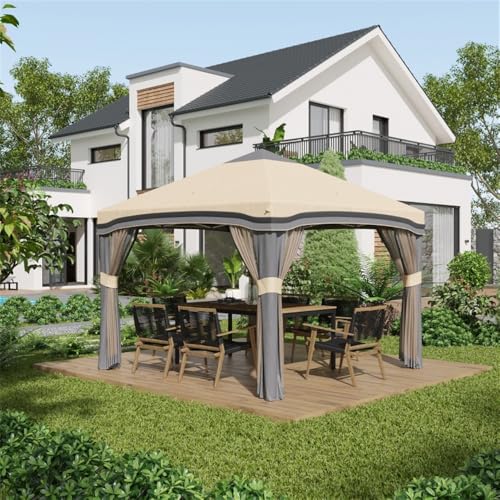 Carpa de camping con patas ajustables beige y marrón miniatura 3