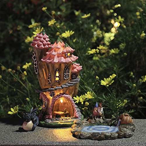 LA JOLIE MUSE Fairy Garden Gnome Accessories Kit - Hand Painted Miniature Solar Powered Fairy House Dragon Figurine Set of 4 pcs, Indoor & Outdoor Ornaments Gifts for Girls Boys Adults LA JOLIE MUSE Fairy Garden Gnome Accessories Kit - Hand Painted Miniature Solar Powered Fairy House Dragon Figurine Set of 4 pcs, Indoor & Outdoor Ornaments Gifts for Girls Boys Adults