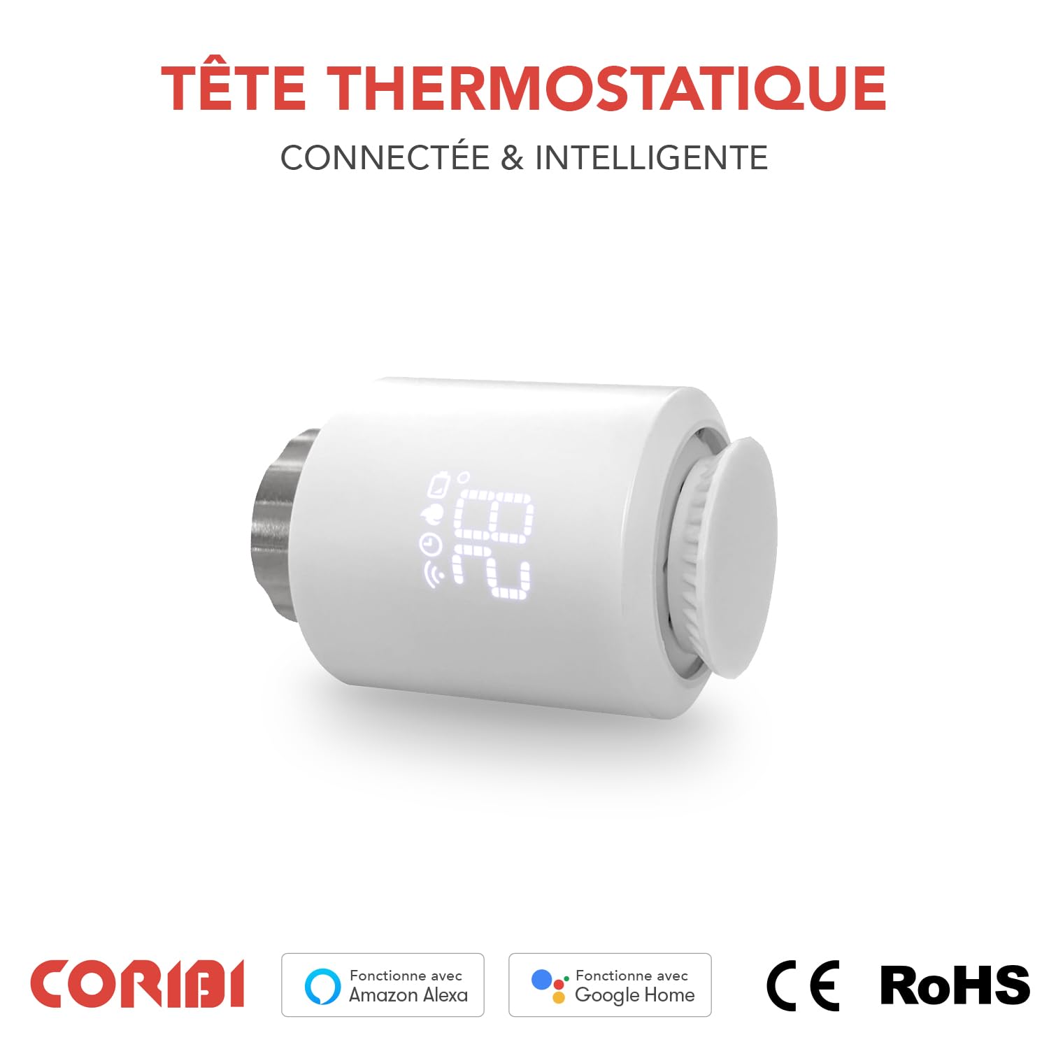 Confezione da 4 teste termostatiche connesse e intelligenti + passerella intelligente - valvole termostatiche per radiatori - riscaldamento collettivo
