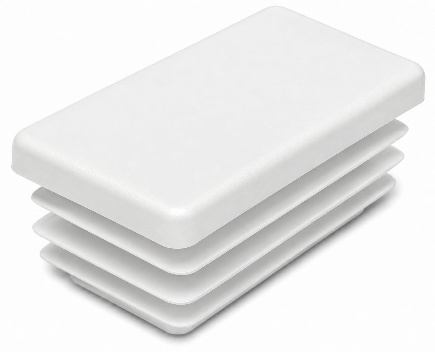 (Pack of 20) Rectangular Plastic Plugs 63/64" x 1-31/32" (25 x 50 mm), Matt Tube Inserts, Fence Post Caps, Pure White RAL 9010