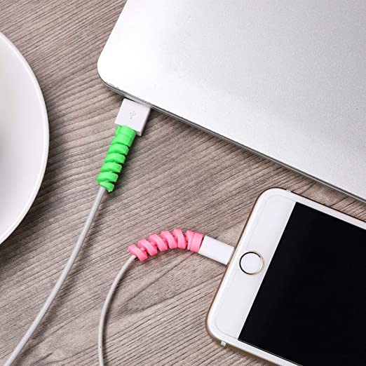 EDNITA (30 Pcs-Black) Spiral Cable Protector Chargers Cable Protector Data Cable Protective Sleeve Headphone Saver Charger Protective Case for Phone, USB, All Type of Wires 3