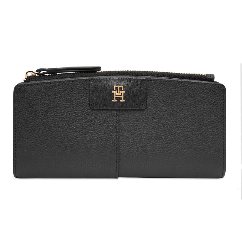 tommy hilfiger Women's Leather Bi-Fold Zip Around Big Wallet Edina - Black | Grainy Milled Texture | Max Organization | Bi-Fold Wallet | Ideal for Gifting | Stylish Purse for Men-picture-40