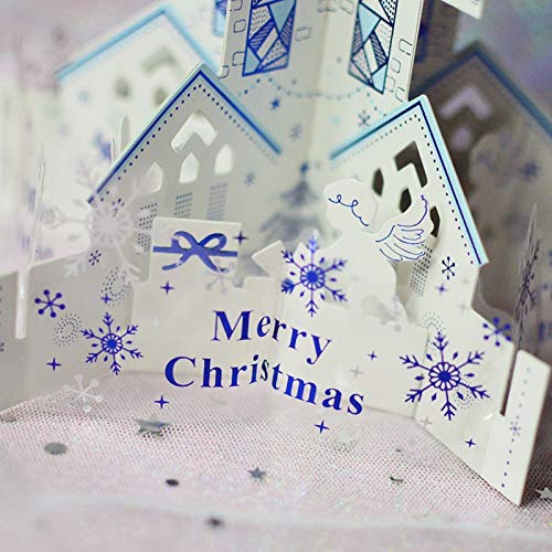 DieffematicSDK Geburtstagskarte Weihnachtskarten, Stereo 3D, White Christmas Bell Tower, kreatives Design.