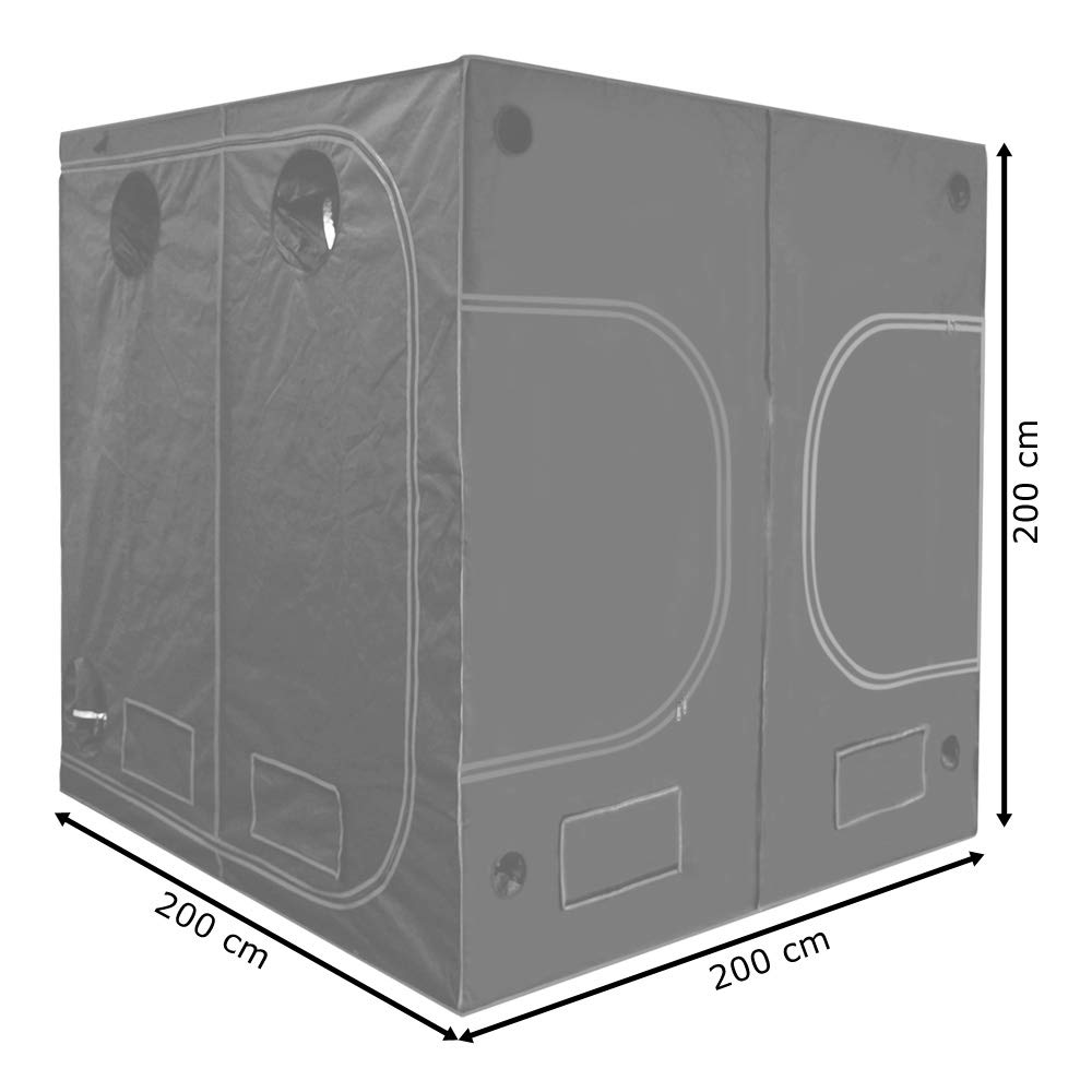 Kingpower 14 Tamaño Hidroponía Grow Tent Caja de Cultivo Interior Invernadero Tienda de Cultivo Gabinete de cría, Tamaño:200 x 200 x 200 cm (10)