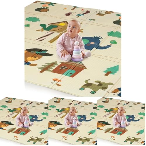Image of LuvLap Number Zoo Double Sided Water Proof Baby Play Mat, Multicolor, Reversible Floor mats for Kids, Baby mats for Floor, Crawling Baby, Extra Large Size, 6'5 inch x 4'10 inch (195.5cmx147cm), 0.8cm Thick